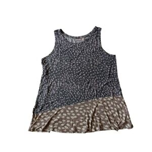 Logo Layers Multicolored Floral Print Sleeveless Tunic Tank Top Women's X-Large